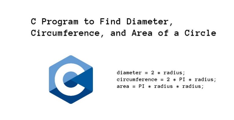 c program to find diameter circumference and area of circle using function